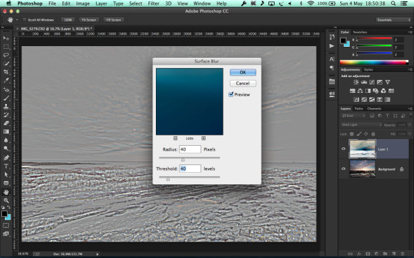 Step 5 - Set the Radius and Threshold of the Surface Blur Filter