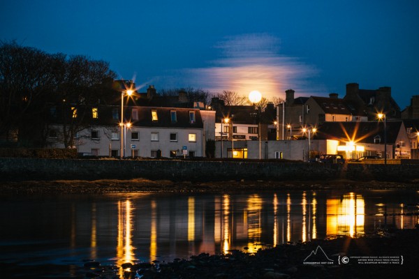 Moon rising over the Norseman Hotel, Wick