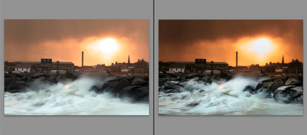 A before and after of an image I processed in Adobe Lightroom