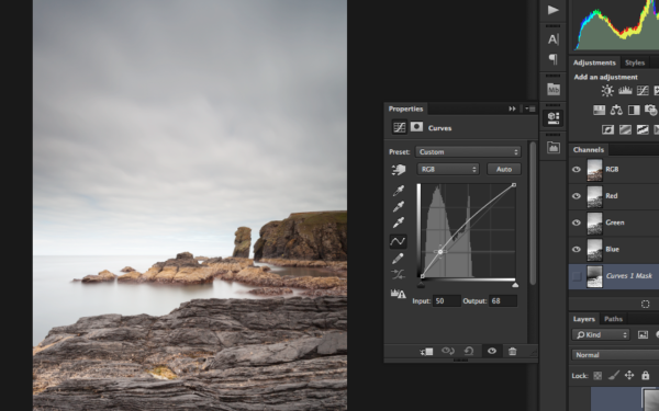 The Curves Adjustment Layer controls