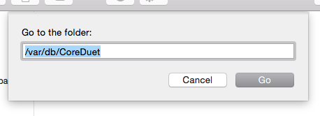 Type "/var/db/coreduet"